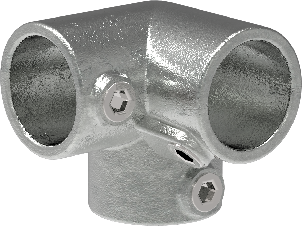 Rohrverbinder - Dreiweg-Eckstueck 90° - 128 - 21-3 mm - 60-3 mm - 1-2- - 2- - Feuerverzinkt u. Elektrogalvanisiert-128
