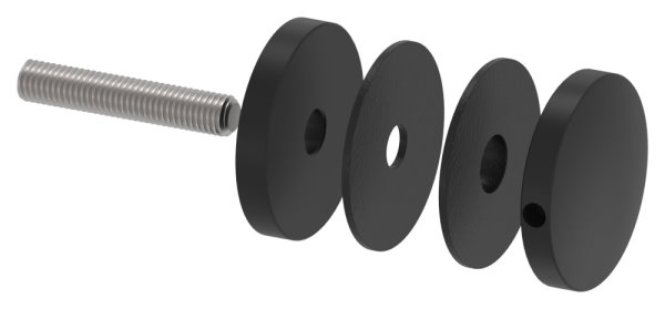 Glaspunkthalter Edelstahl V2A Ø 52 mm M10 fuer Glas 6-0–21-52 mm RAL 9005 schwarz matt-88-1160195-240.9005
