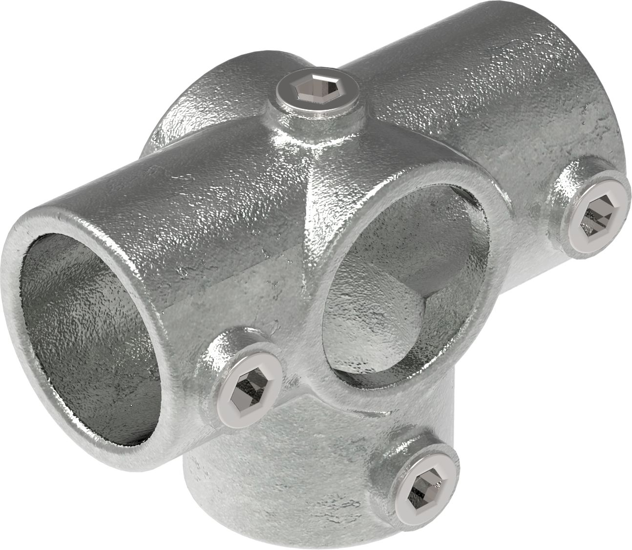 Rohrverbinder - T-Stueck fuer Stuetzrohr - 176 - 21-3 mm - 60-3 mm - 1-2- - 2- - Feuerverzinkt u. Elektrogalvanisiert-176