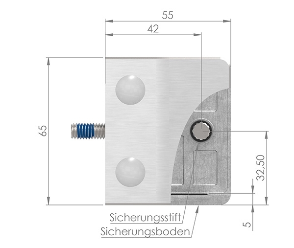 Glasklemme 55x65x37-5 mm AbZ fuer Anschluss Ø 60-3 mm V2A-10-3260ABZ.4