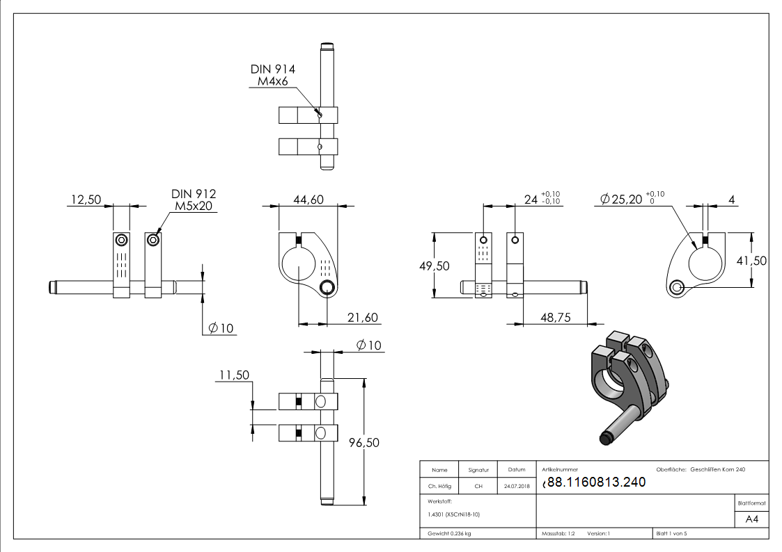 Rollwagenstopper V2A fuer Rundrohr beidseitig verwendbar-88-1160813.240