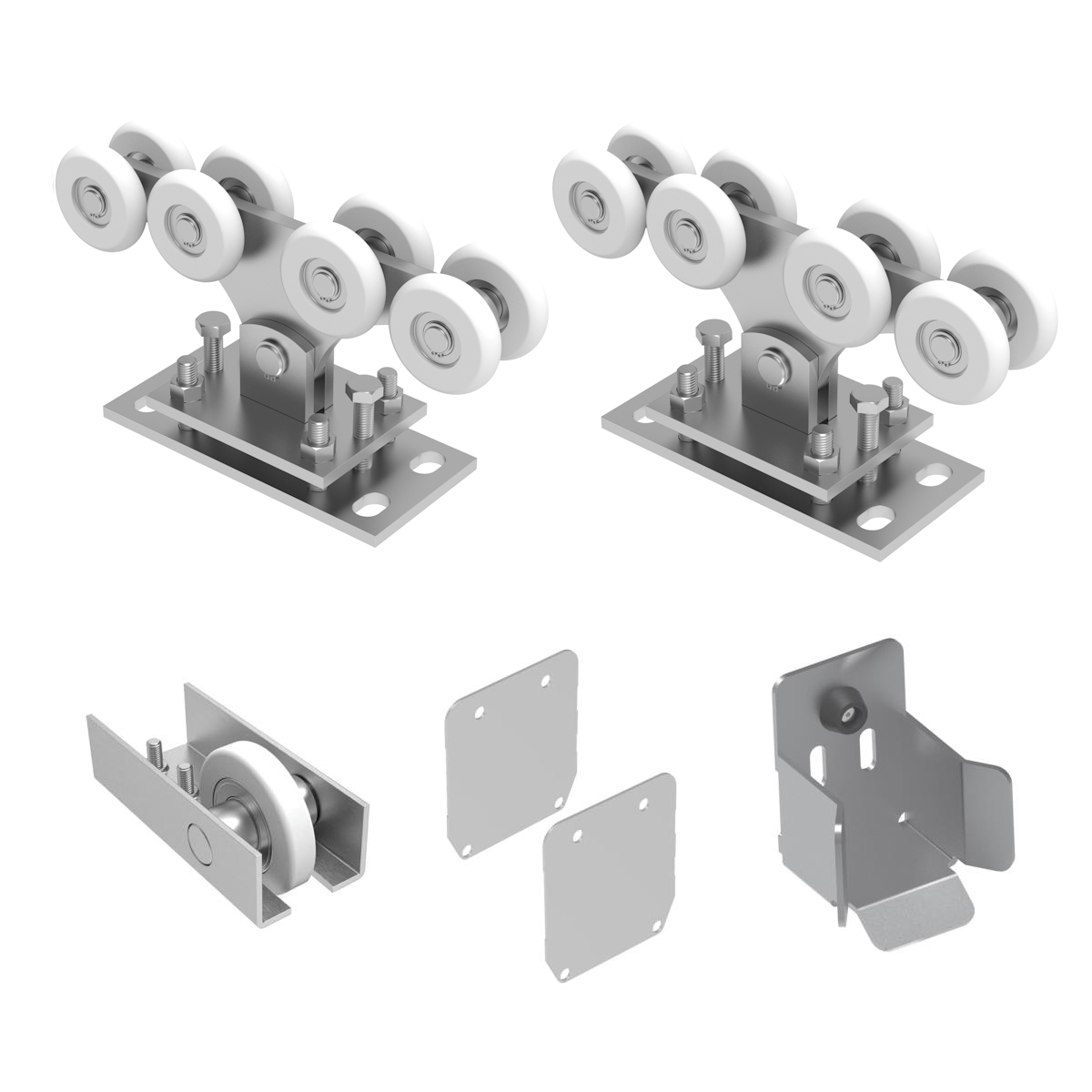Laufwagen Set fuer Schiebetore Stahl verzinkt fuer Profil 90 x 99 mm ECO-LIGHT-89.SV90X99ALECOLIGHT