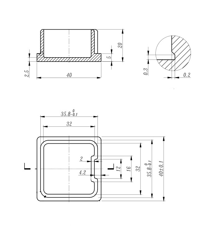 Endkappe fuer Rohr- 40x40x2-0 mm zum Kleben V4A-11-2403-A.1