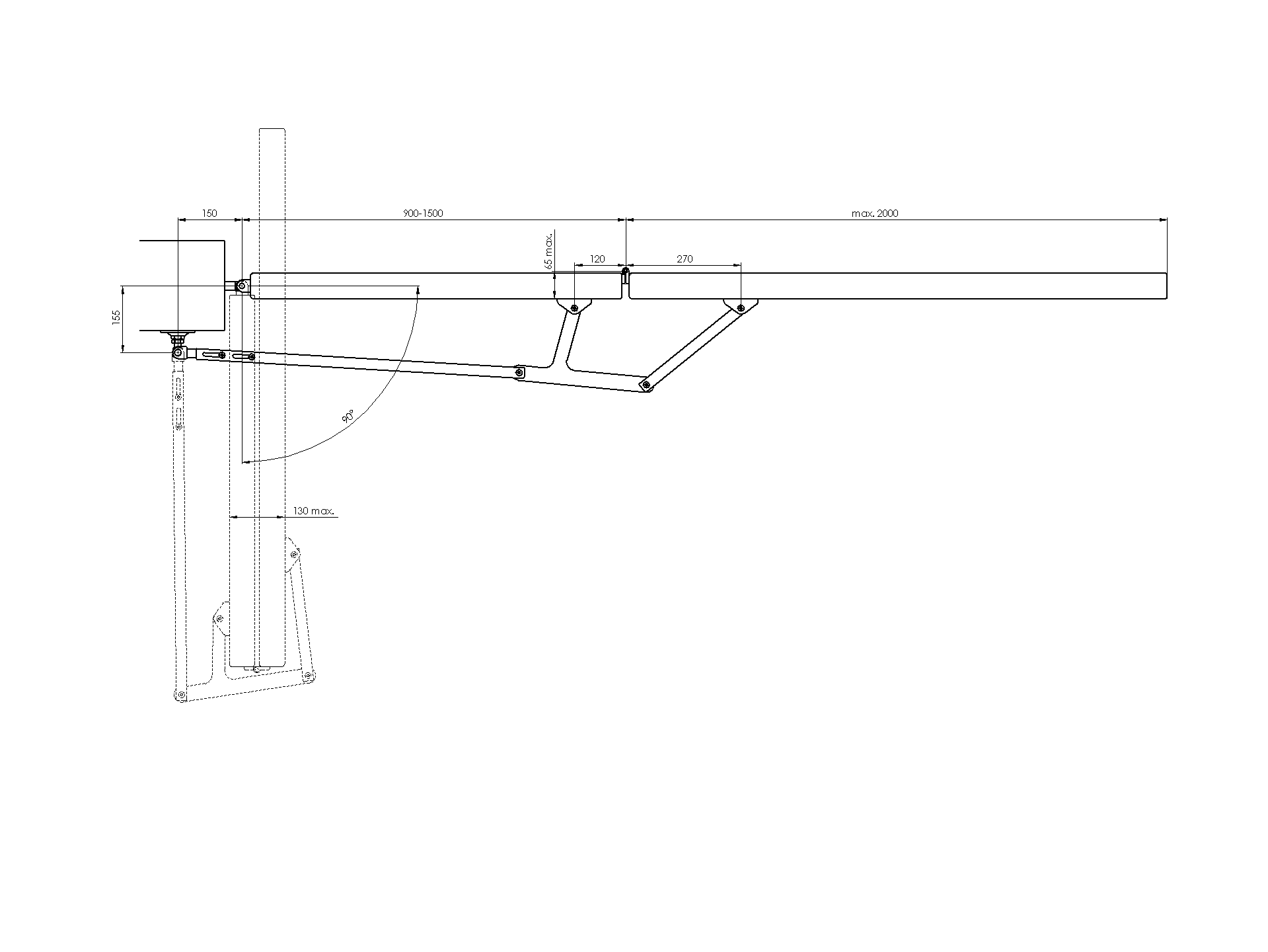 Drehfalttor-Mechanismus Edelstahl AISI 304 fuer Torfluegel bis 3-5 m platzsparend-89-11AFS15060JP-A.4