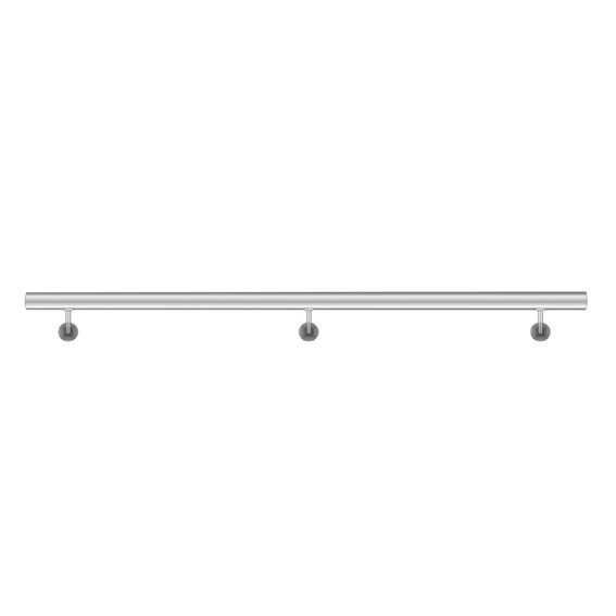 Edelstahl Handlauf Bausatz Edelstahl AISI 304 Rund Ø 50 mm L 3000 mm Wandabstand 75 mm Schliff mit Duebel und Schrauben-89-11AM3000-A.4-D