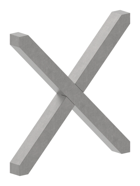 Kreuz - Material- 12x12 mm - Masse- 110x110 mm - Stahl S235JR- roh-30-1935-110.8