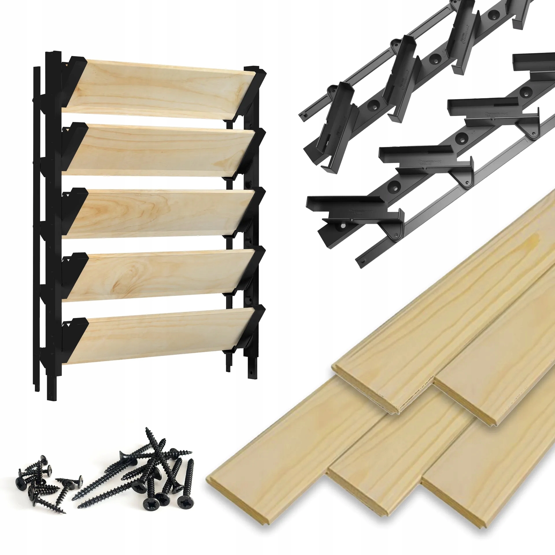 Jalousiesystem PVC 440 mm Schwarz Paar fuer Lamellen-89-11FGSWS440PVCBLACK-A.4