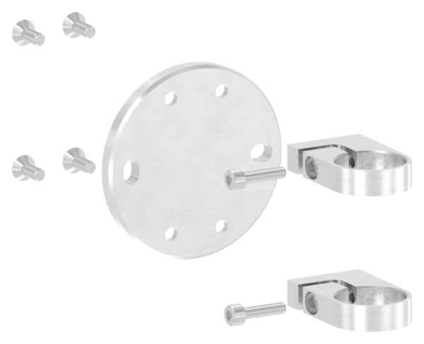 Wandbefestigung  Masse- 120x10 mm zum Spannen fuer Gelaenderpfosten Ø 42-4 mm - V2A-11-3065.4