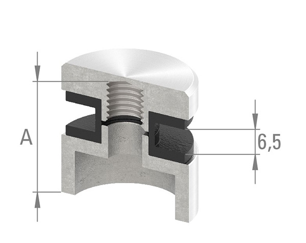 Glaspunkthalter Ø 30 mm- V4A- Anschluss- Rohr Ø 42-4 mm-10-5042.1