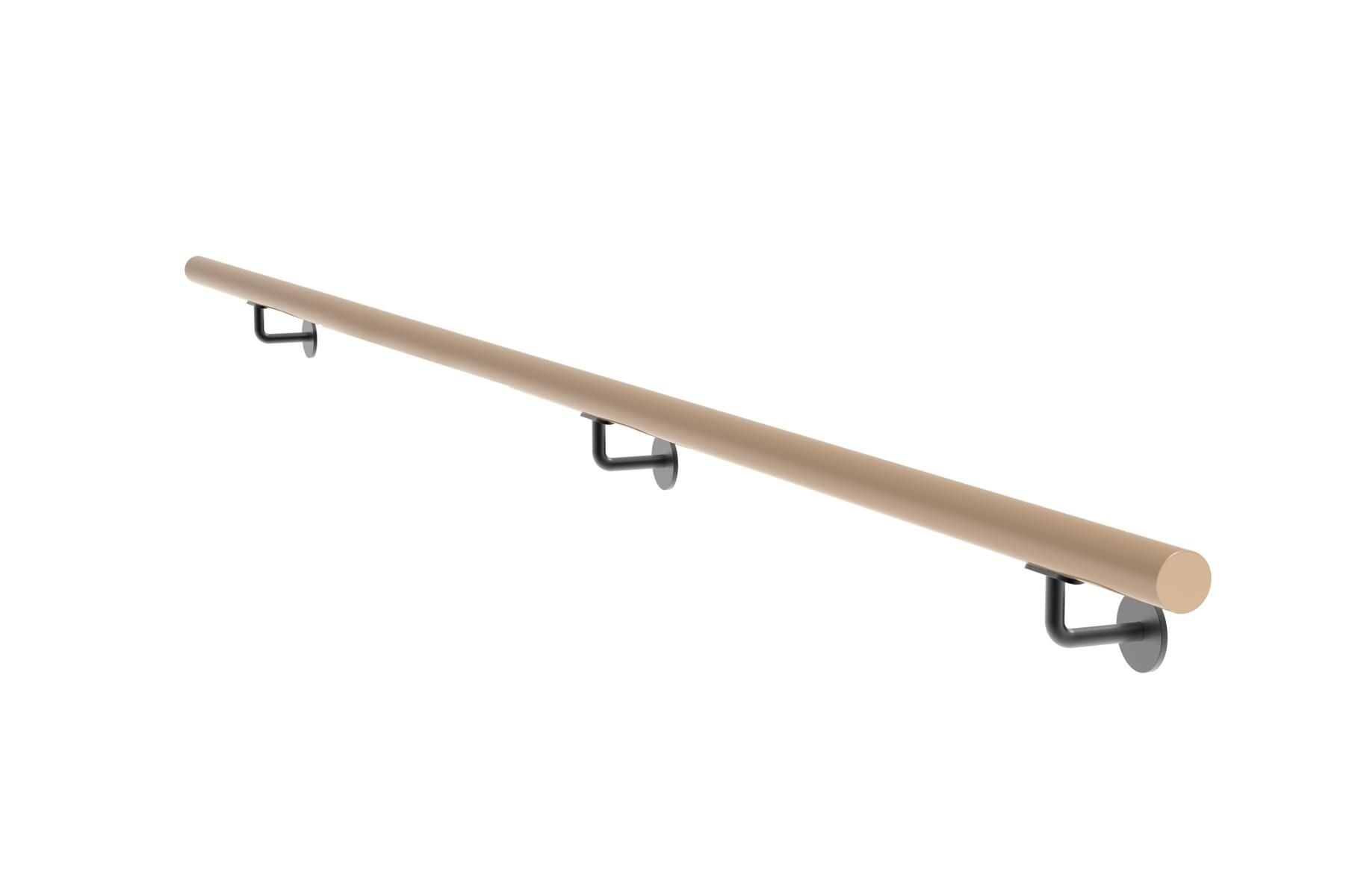 Wandhandlauf Eiche 3000 mm lackiert mit Edelstahlhaltern mit Duebel und Schrauben-89-11WDM3000LACQ-A.4-D
