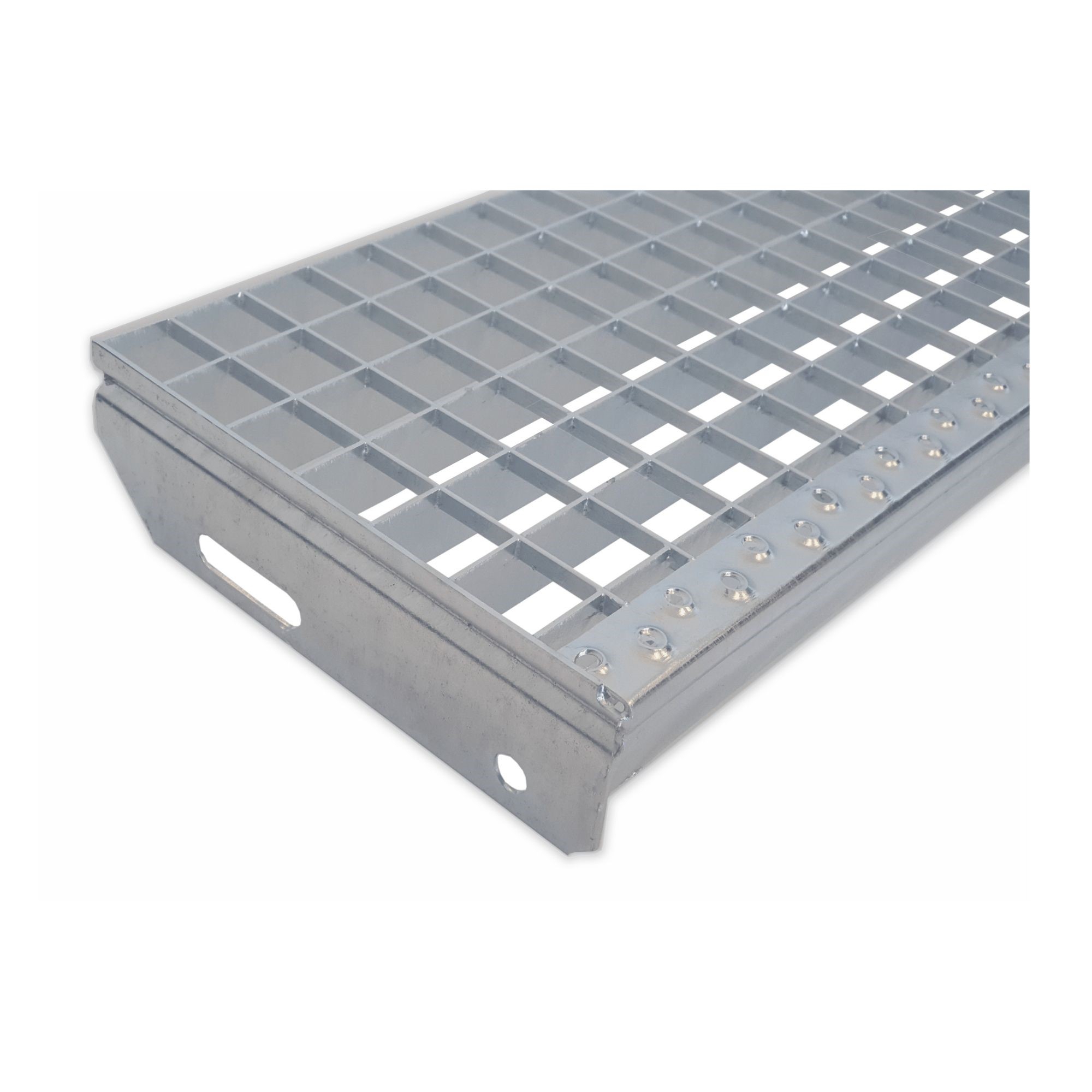Gitterroststufe Treppenstufe Masse- 700x240 mm 30-30 mm S235JR -St37-2- im Vollbad feuerverzinkt-40-M-702430.7-STAHL