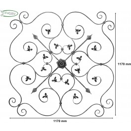 Schwerbarock - Masse- 1170x1170 mm - Material- 16x8 mm- gerillt - Stahl S235JR- roh-30-1835.8