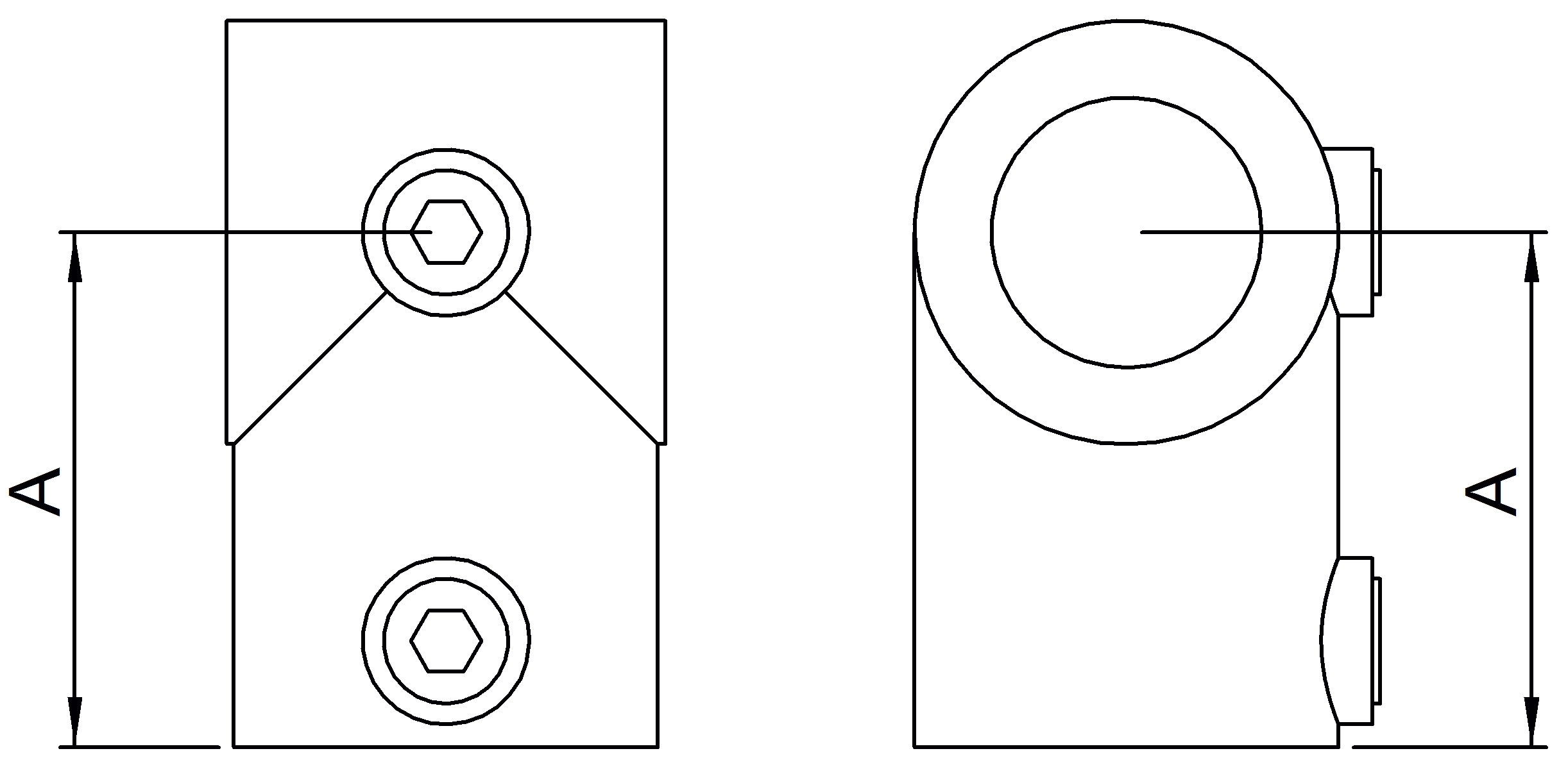 Rohrverbinder - T-Stueck kurz - 101D48-B34 - 48-3 mm; 33-7 mm - 1 1-2-; 1- - Feuerverzinkt u. Elektrogalvanisiert-101D48-B34