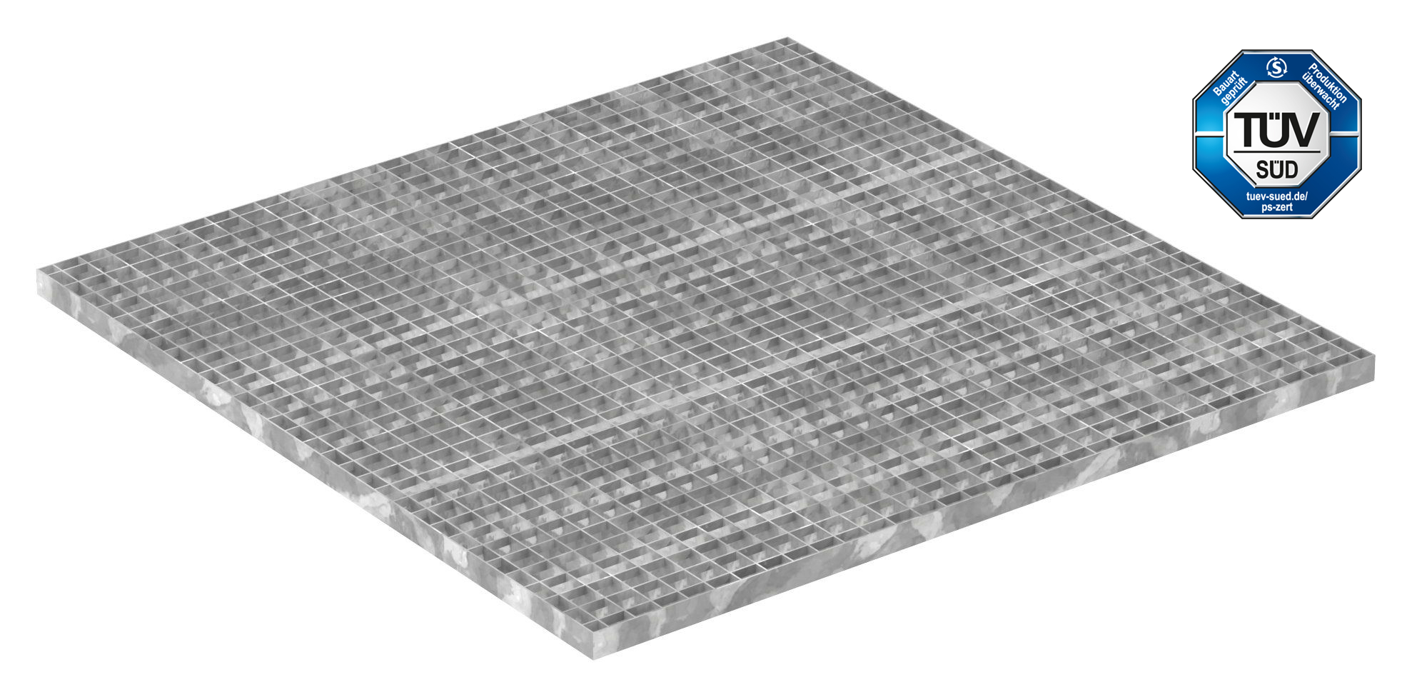 Industrie-Gitterrost - Masse- 1000x1000 mm; 30-30 mm; 30-2 mm - S235JR -St37-2- im Vollbad feuerverzinkt-21-10010030302.7