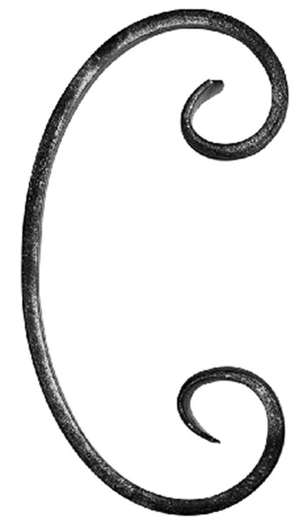 C-Schnecke - Masse- 90x160 mm - Material- 12x5 mm - Stahl S235JR- roh-30-3718.8