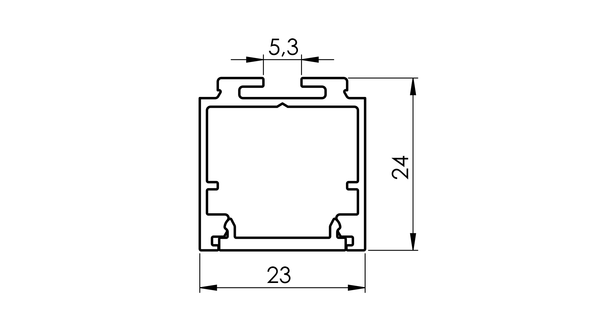 LED Handlaufprofil Aluminium 23 x 24 x 5000 mm roh inkl- Abdeckung-89.AL23X245000LEDSET
