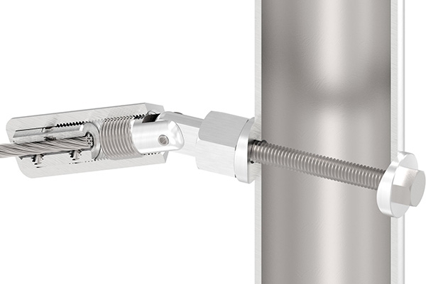 Gewindeterminal mit Gelenk - Fuer Seil Ø 5 mm - zur Selbstmontage fuer Pfosten Ø 42-4 mm - V2A-11-2901.4