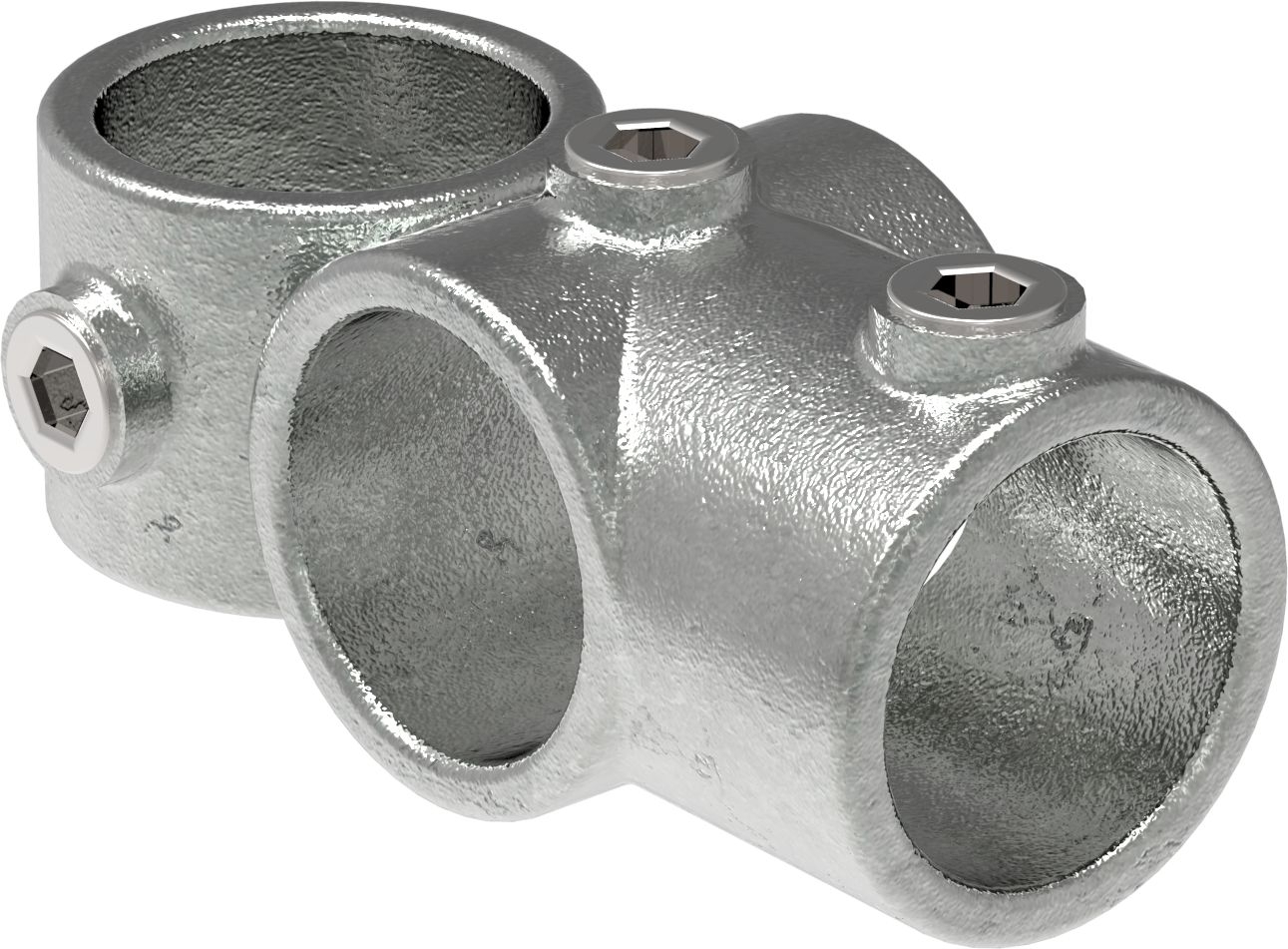 Rohrverbinder - Kreuz-T-Stueck kombiniert - 165 - 26-9 mm - 60-3 mm - 3-4- - 2- - Feuerverzinkt u. Elektrogalvanisiert-165