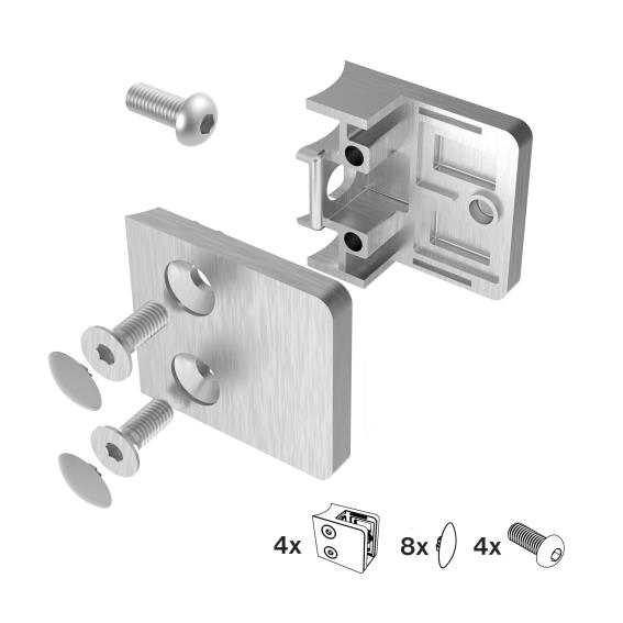 Glashalter V2A fuer Rohr 42-4 mm fuer Glas 6 - 10-76 mm halbrund 4er Set-89-11A2300042SET4-A.4