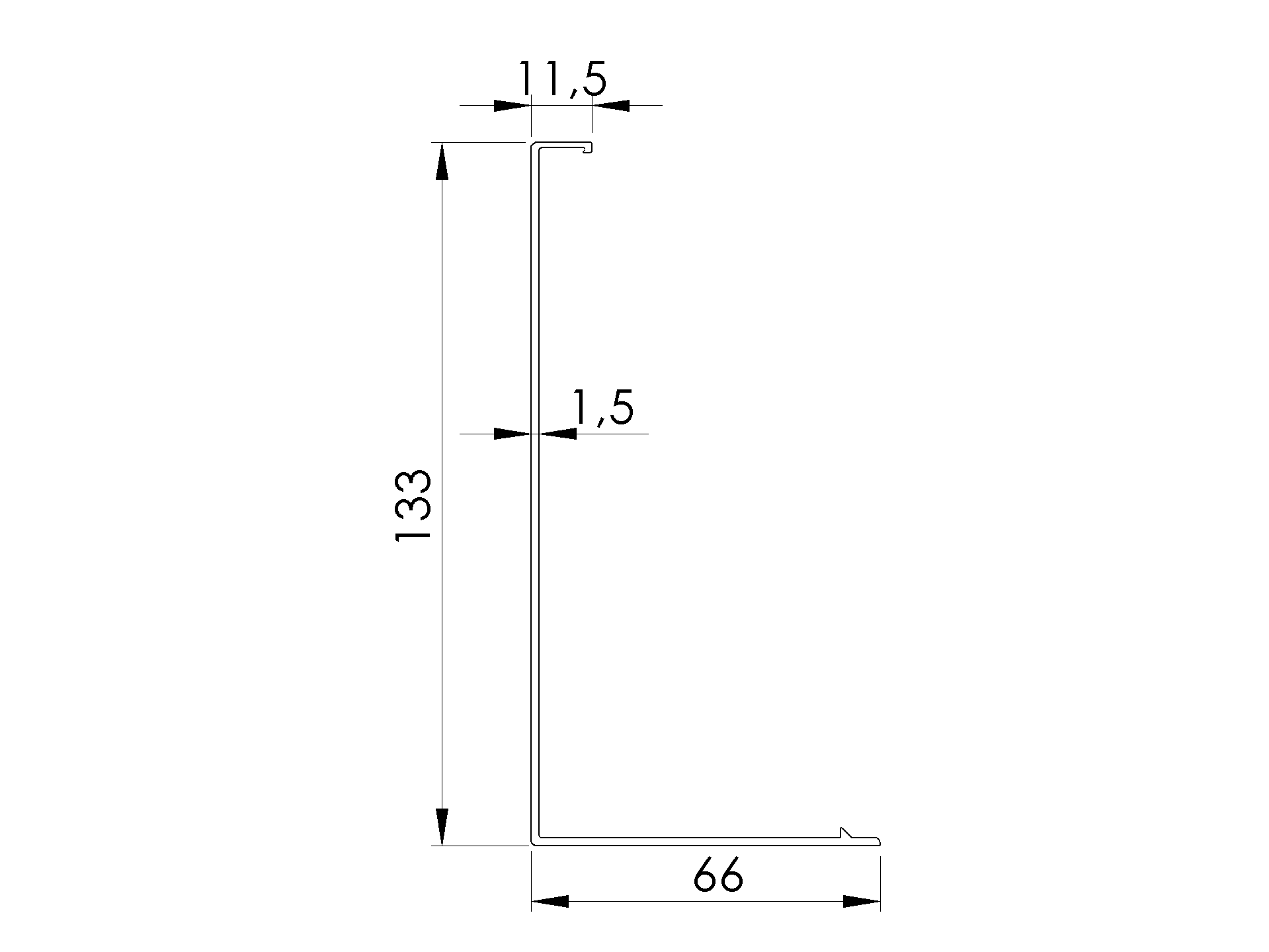 Abdeckleiste Aluminium 2500 mm Satin-ELOX fuer Hohlprofil AL-0005-UNO-89-11AL00472500SE-A.4