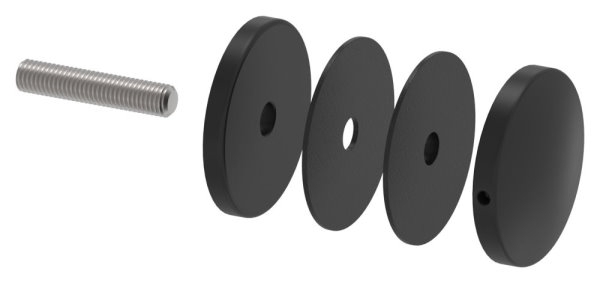 Glaspunkthalter Edelstahl V2A Ø 72 mm- Gewinde M12- fuer Glas 12-0–21-52 mm- RAL 9005 schwarz matt-88-1160197-240.9005