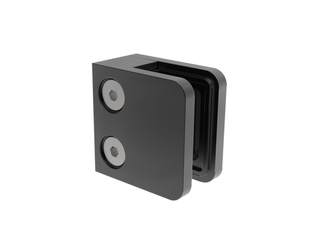 Glashalter ZAMAK schwarz fuer flache Pfosten- Glas 6-10-76 mm- Modell 21-18-2100-A.3_BLACK