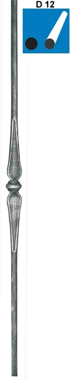 Zierstab Stahl mit Zierelement- Rund D12mm- H900mm- roh-89-11T107341-A.4