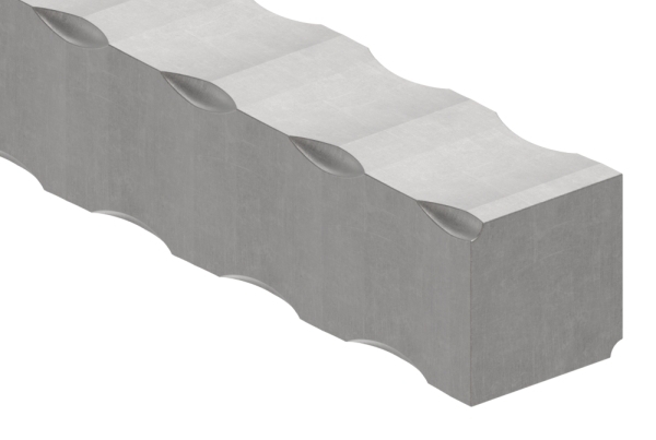 Vierkant gehaemmert - Material- 30x30 mm - Laenge- 3000 mm - Stahl -Roh- S235JR-30-1493.8