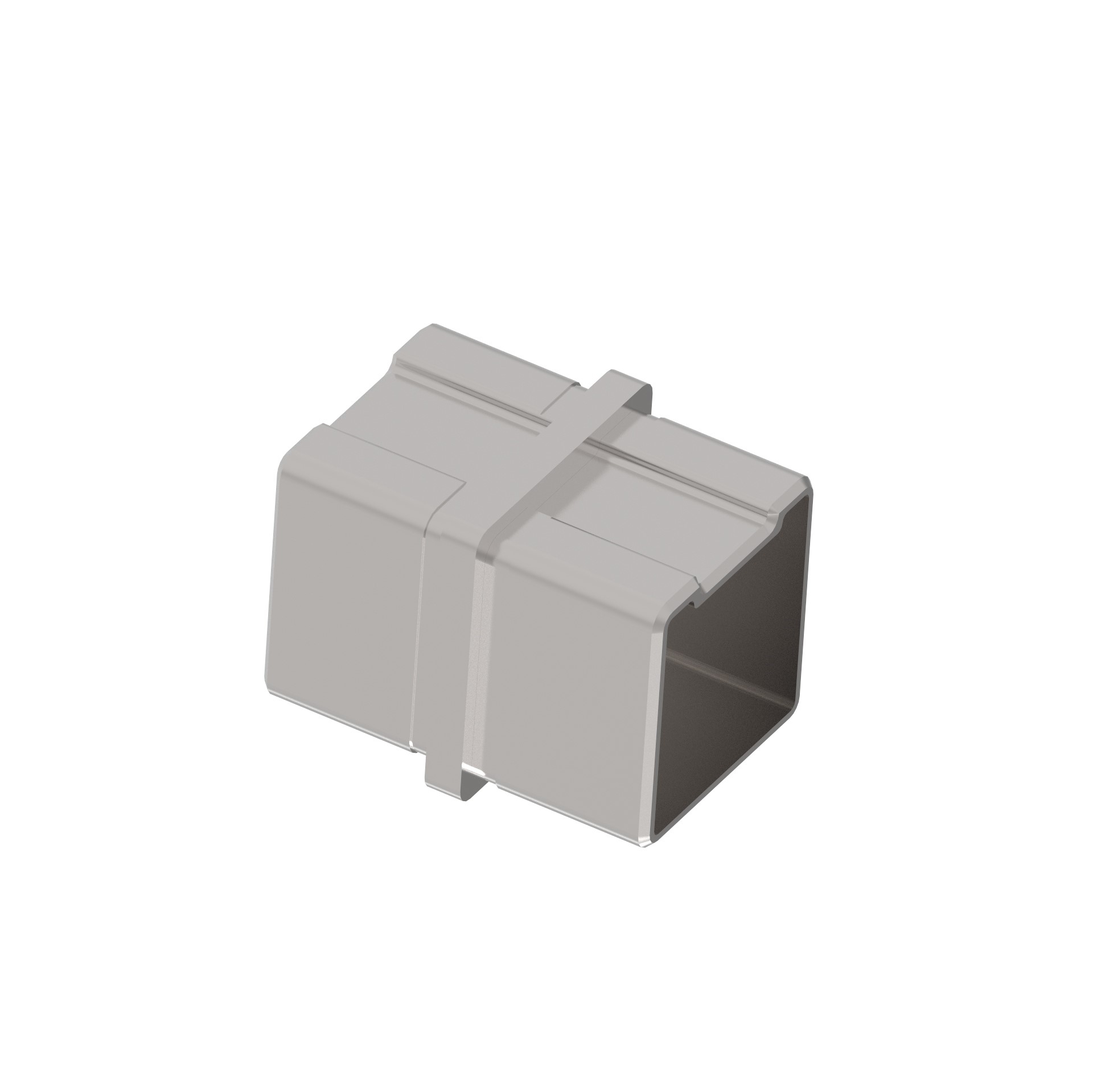 Verbindungsmuffe Edelstahl AISI 304 fuer 40x40x2 mm Vierkantrohr geschliffen-89-11A4790040-A.4