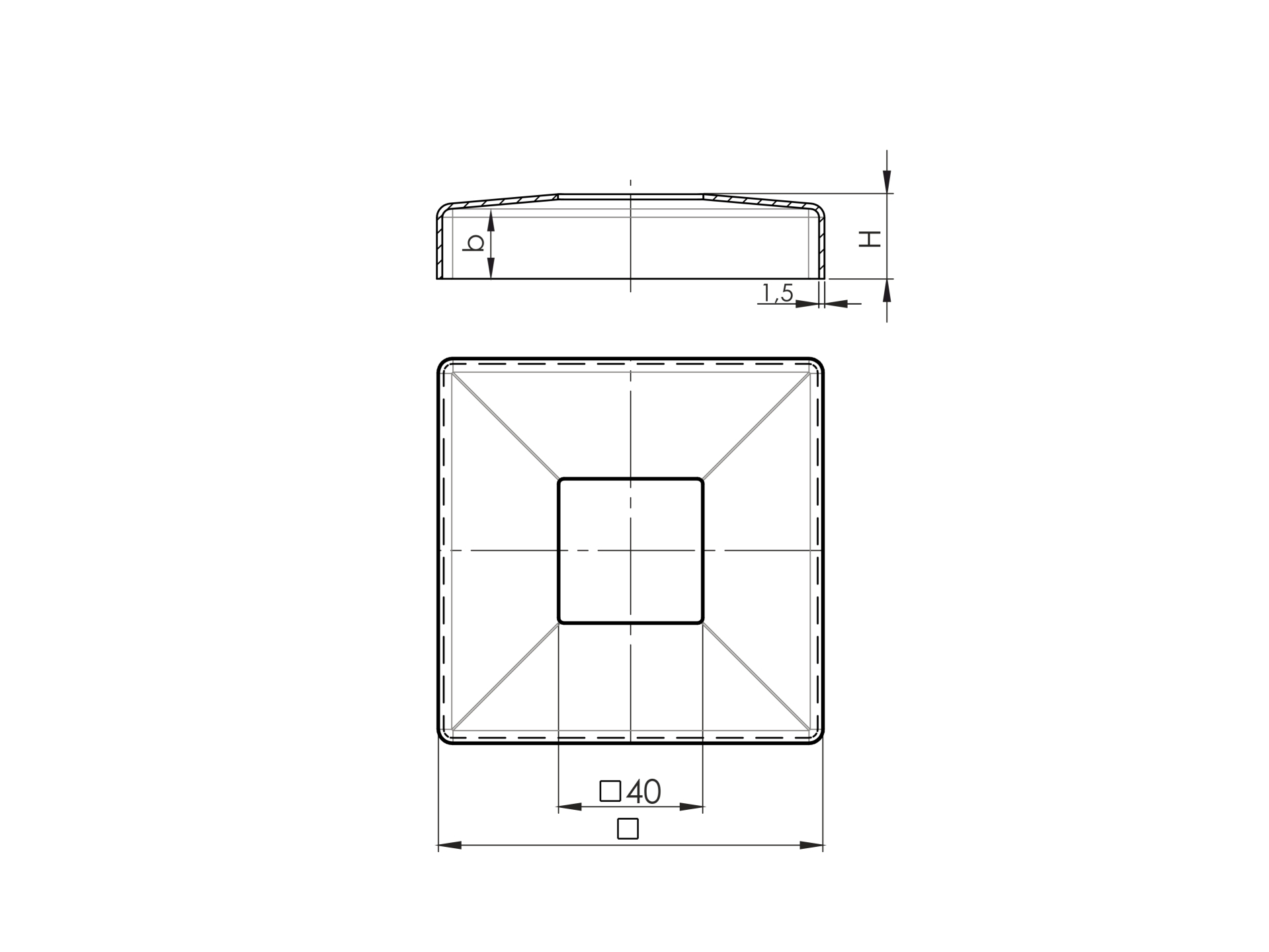 Abdeckrosette Ø 45x11 mm fuer Glasgelaender-Bodenklemme Ø 40 mm V2A-11-2706-A.4