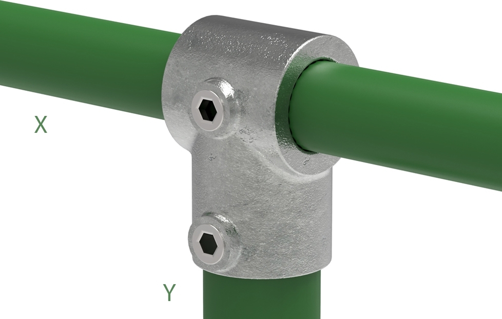Rohrverbinder - T-Stueck kurz - 101C42-D48 - 42-4 mm; 48-3 mm - 1 1-4-; 1 1-2- - Feuerverzinkt u. Elektrogalvanisiert-101C42-D48