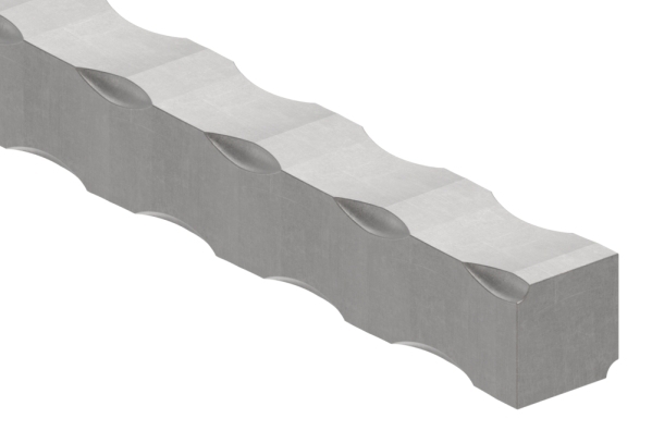 Vierkant gehaemmert - Material- 20x20 mm - Laenge- 3000 mm - Stahl -Roh- S235JR-30-1491.8