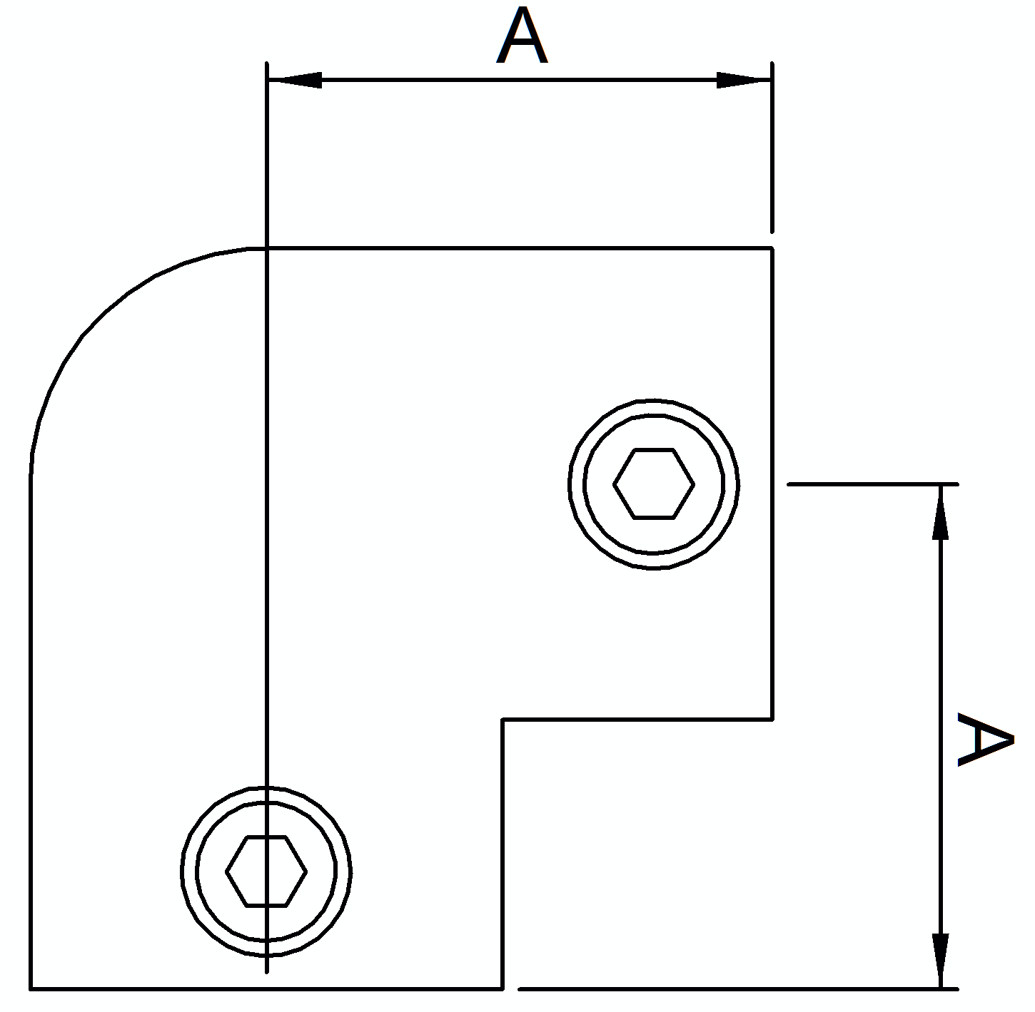 Rohrverbinder - Bogen 90° - 125D48 - 48-3 mm - 1 1-2- - Feuerverzinkt u. Elektrogalvanisiert-125D48