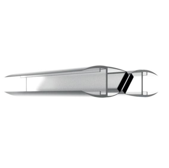 Magnet-Dichtleiste 180° fuer Glastueren 6-8mm Glas- PVC- 2500mm transparent-89-11GSPVCDT1018-A.4