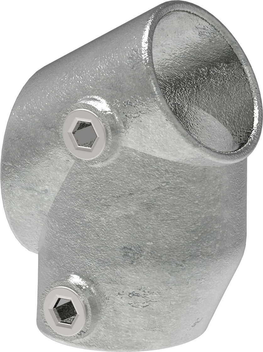 Rohrverbinder T-Stueck kurz 30-60° Ø 26-9 – 48-3 mm - Temperguss verzinkt - 129-129