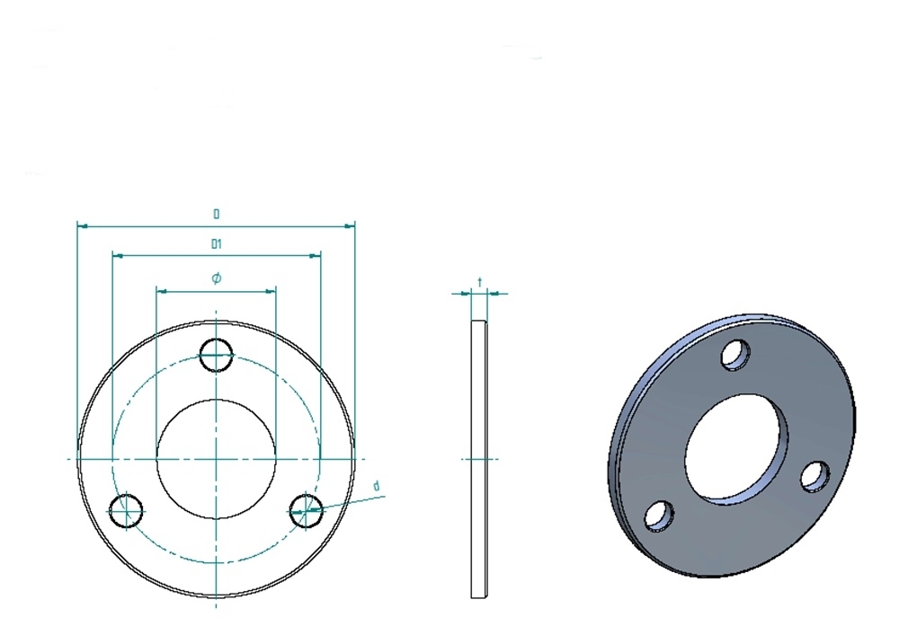 Ankerplatte Ø 100 x 6 mm mit Zentrierbohrung- Ø 42-6 mm V2A-11-2265-4.4