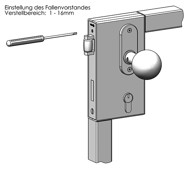 Kastenschloss verzinkt 40x94-5x173 mm mit Rollenfallen-Riegelschloss-30-3256.8