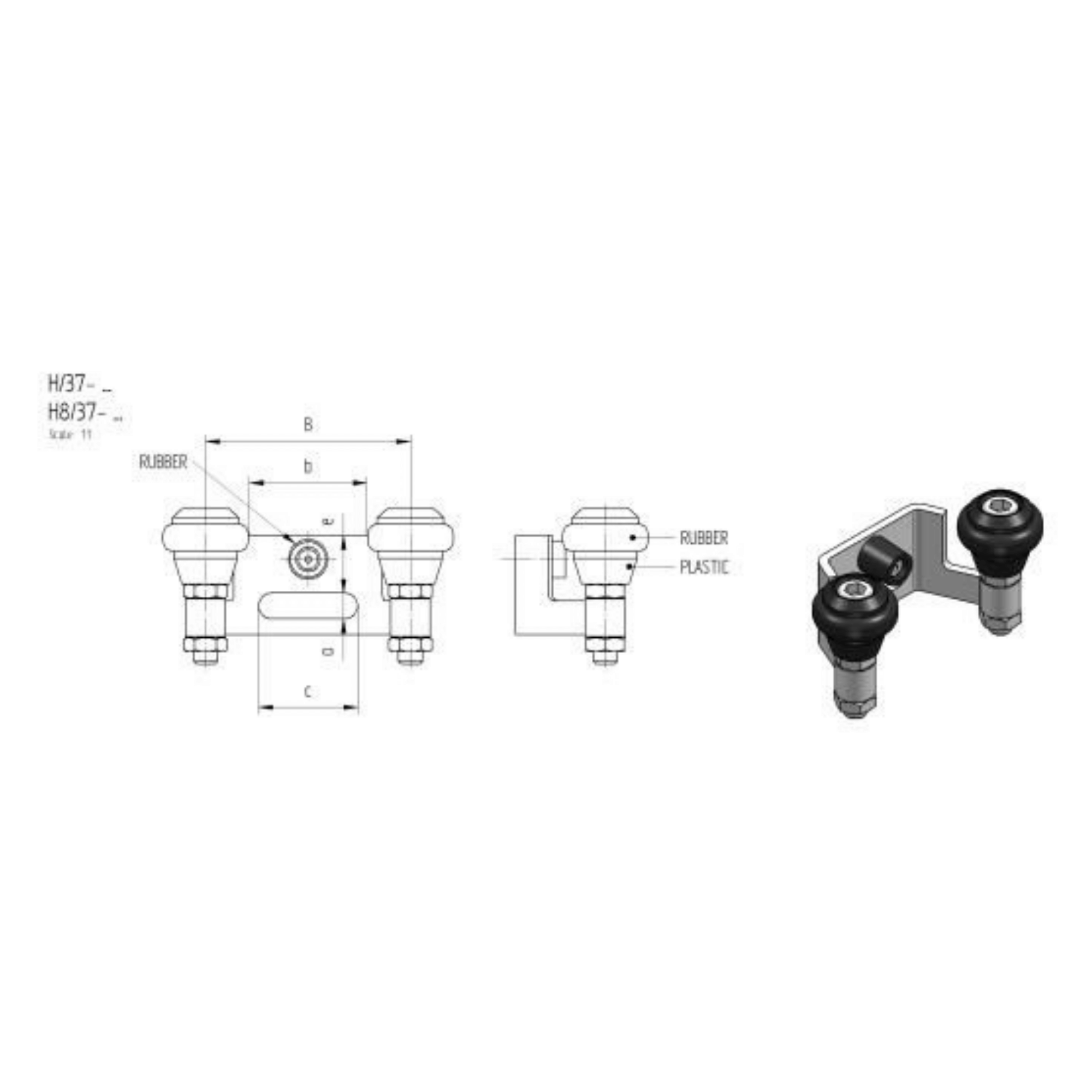 Oberer Endanschlag Edelstahl V2A fuer Torrahmen 60 mm mit Gummifuehrungsrollen-89-11H83760P-A.4