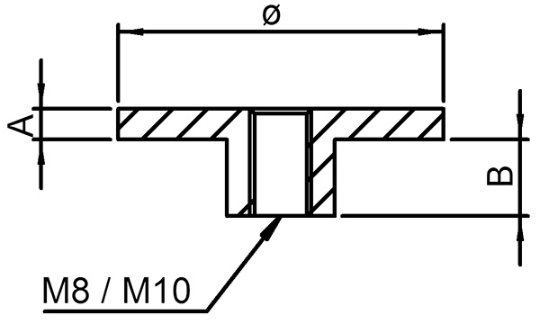 Platte flach mit M8 fuer Rohr Ø 42-4 mm V2A-11-5266.4