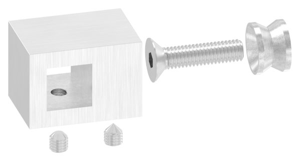 Querstabhalter V2A Edelstahl – Vierkant -Quadratisch- Anschluss FLACH fuer Vierkantmaterial 12x12 mm inkl- Schrauben-11-1085.4