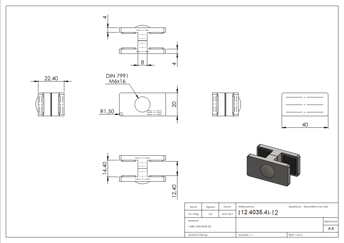 Glasausrichter - fuer Glas- 12-76-13-52 mm - V2A-12-4035.4