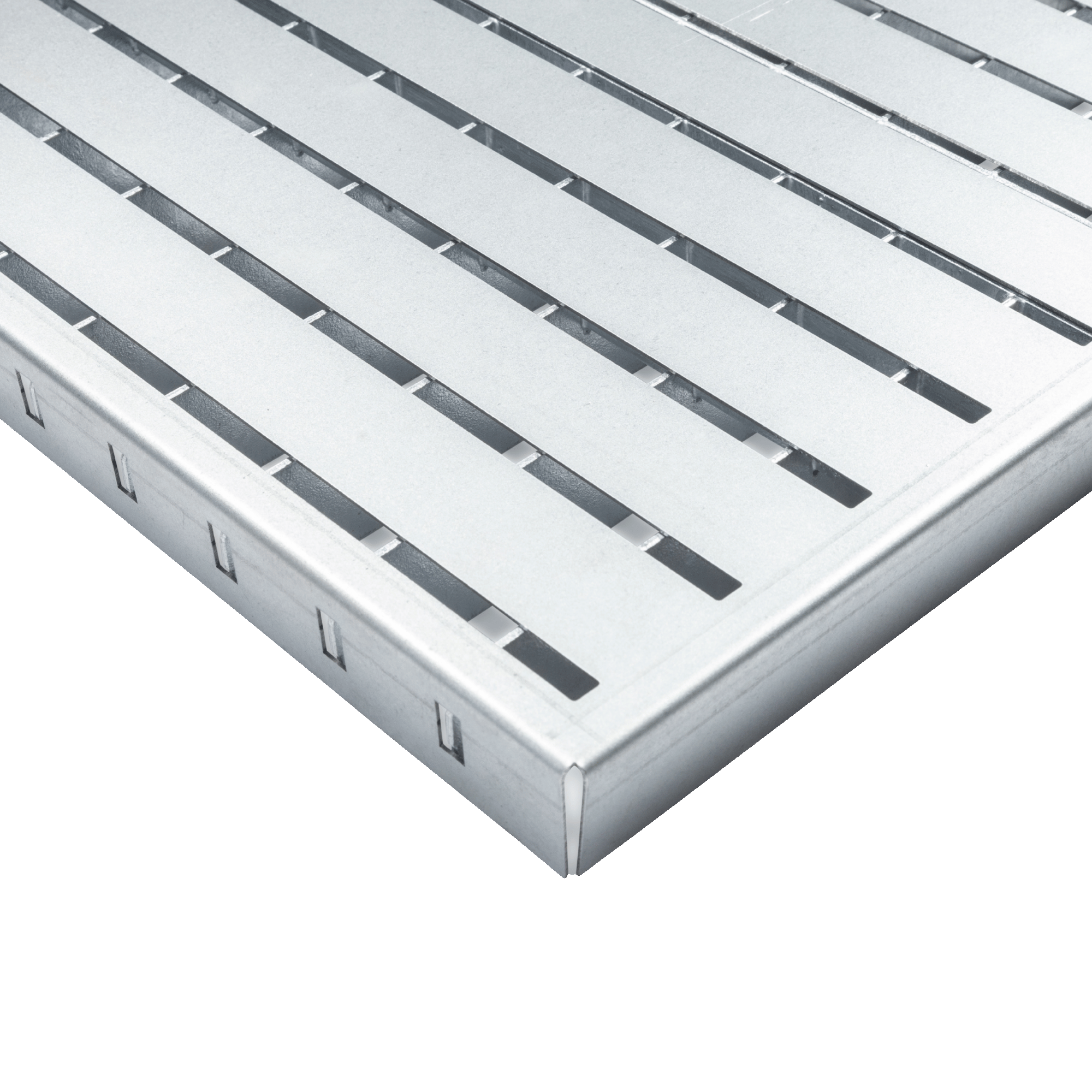 Barfussrost 1000 × 250 mm- verzinkt – Sockelabdeckung fuer Hausumrandung - Tragstab 25-2 mm-22-SEPGRATE-10025252.BARF