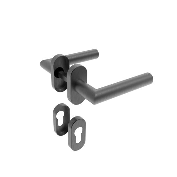 Tuerklinke V2A schwarz Ø 19 mm- 130 mm- 8 mm Vierkant- fuer Zylinder-89-11D805BLACK-A.4