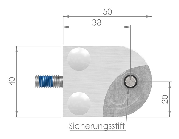 Glasklemme 50x40x26 mm AbZ fuer Anschluss Ø 42-4 mm V4A-10-2142.1ABZ