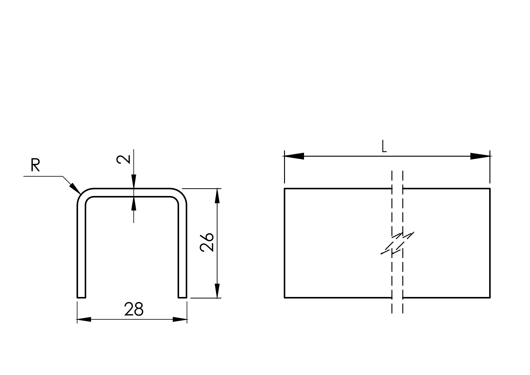 U-Profil fuer Glas Edelstahl V2A geschliffen Korn 240 Laenge 2500 mm-89-11A6900B0242500-A.4