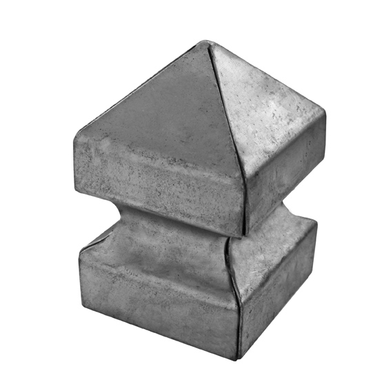Pfostendeckel Stahl 80x80 mm- roh- 135 mm hoch- 2-3 mm Materialstaerke-89-11E226280X80-A.4