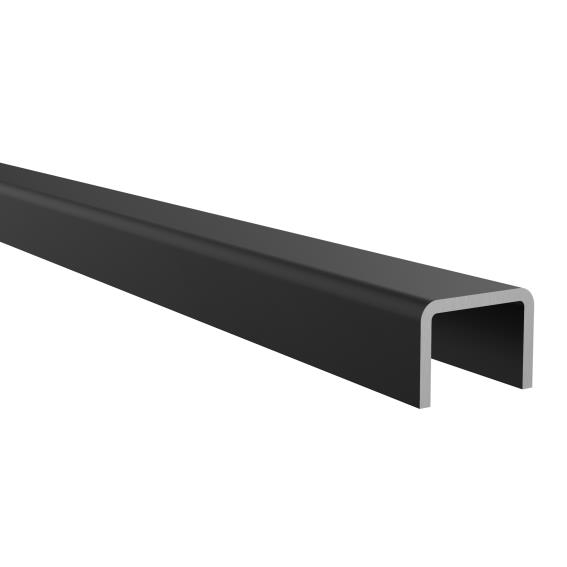 U-Profil Handlauf Aluminium fuer Glas 16-0-17-5 mm schwarz eloxiert 6000 mm-89-11AL69010186000SEB-A.4