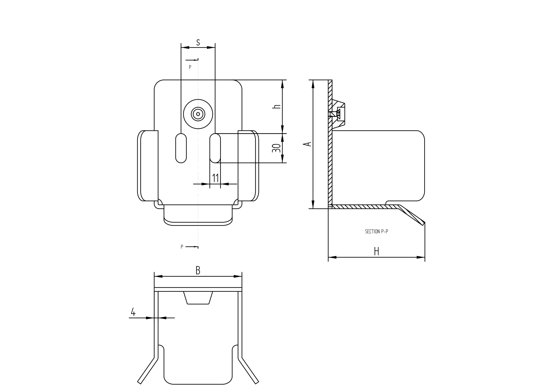 Auflaufschuh Stahl verzinkt fuer Schiebetorprofil 136 x 142 mm zum Anschrauben-89-11H15P145-A.4