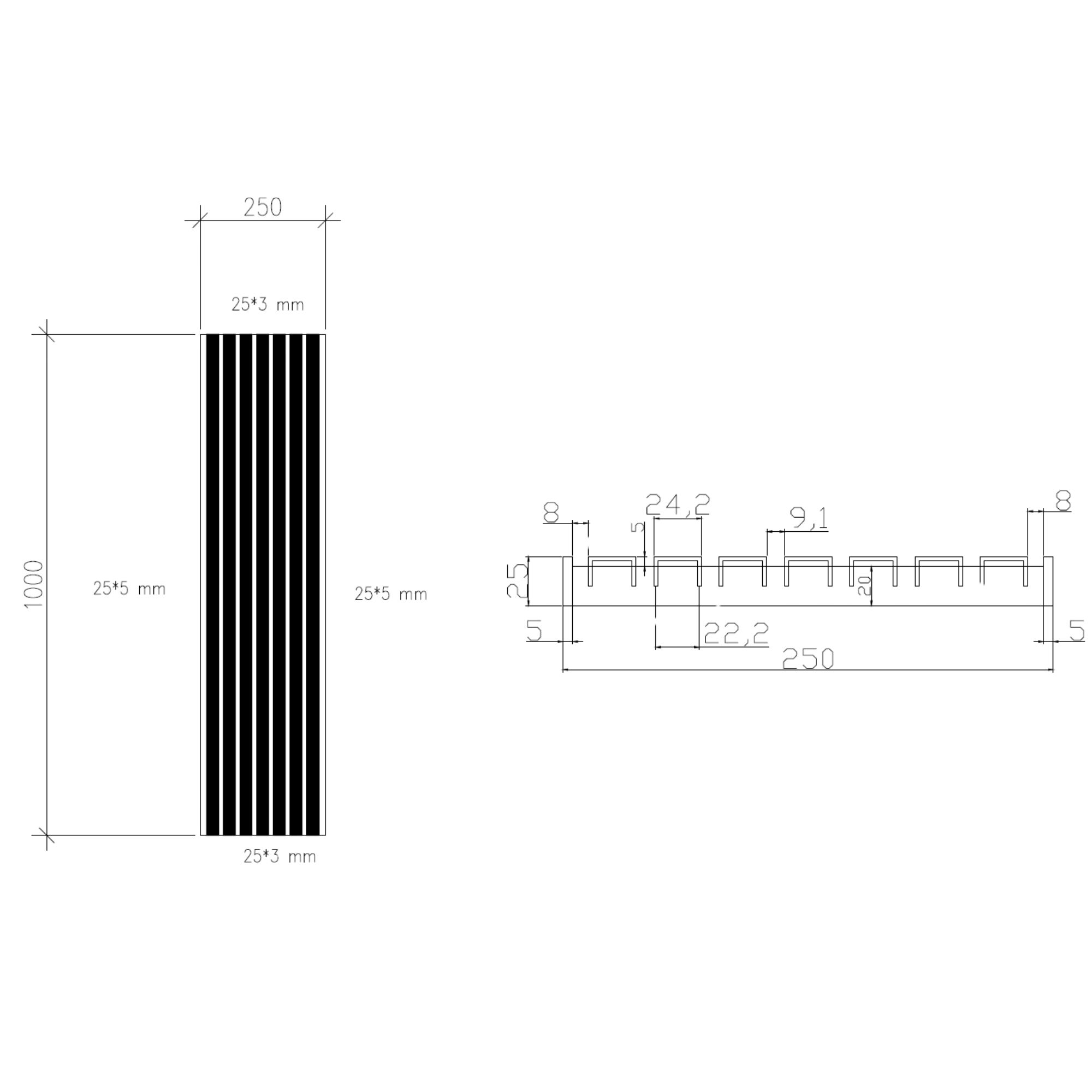 Barfussrost 250x1000x25 mm feuerverzinkt-22-25100202.7