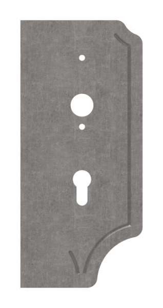 Schlossplatte rechts - Masse- 119x260x4 mm - Dorn- 60 mm - Stahl S235JR- roh-30-3339-60.8